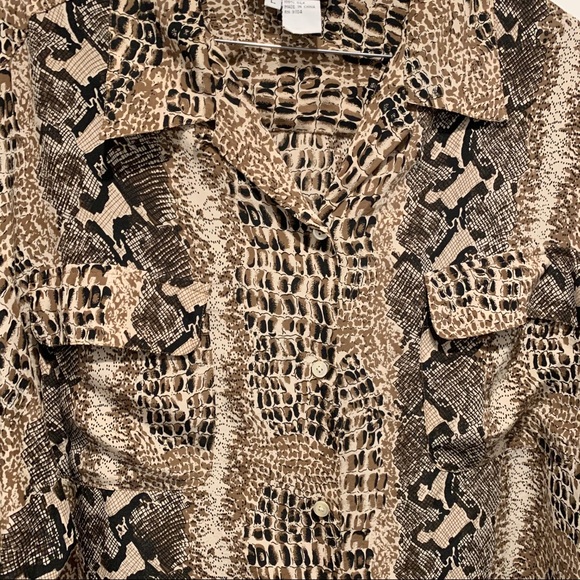 Silk Snake Print Blouse size L - Picture 3 of 7
